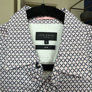 Ted Baker Men's Geometric Pattern Shirt - Pink and Navy